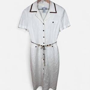 Jessica Howard Linen Blend Dress Womens 14 Vintage Belted